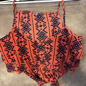 Charlotte Russe Red and Black Geometric Blouse